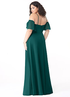 Azazie Sue Brautjungfernkleider Wandelbar A-Linie Schulterfrei Chiffon Kleid Pfau image10