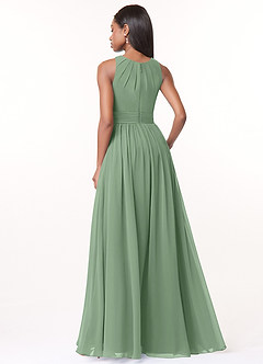 Azazie Harper Bridesmaid Dresses Matcha A-Line Pleated Chiffon Dress image2