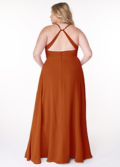 Azazie Davis Bridesmaid Dresses Paprika A-Line V-Neck Chiffon Dress image8