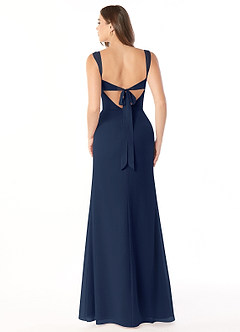 Azazie Audre Bridesmaid Dresses Dark Navy Mermaid Pleated Chiffon Dress image2