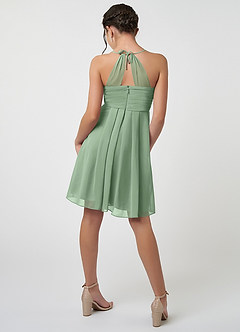 Azazie Ginny Junior Matcha A-Line Pleated Chiffon Dress image2