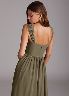 Azazie Calianna Brautjungfernkleider Wandelbar A-Linie Schulterfrei Chiffon Kleid Weidengrün image8