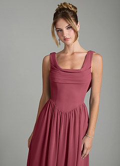 Azazie Novi Bridesmaid Dresses Merlot A-Line Pleated Chiffon Dress image6