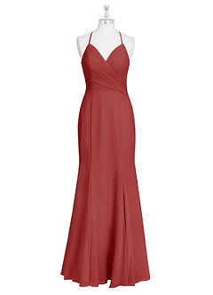 Azazie Carolina Bridesmaid Dresses Rust Mermaid Ruched Chiffon Dress image6