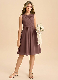 Azazie Skyla Junior Klä av A-Line i Chiffong Plisserad image1