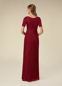 Azazie Bessie Mother of the Bride Dresses Burgundy A-Line Pleated Mesh Dress image2
