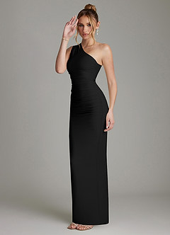 Azazie Shanice Brautjungfernkleider Etui One-Shoulder Premium Stretch Jersey Kleid Schwarz image3