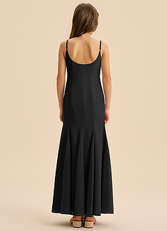 Azazie Evey Junior Abito Sirena in Chiffon Plissettato Nero image2