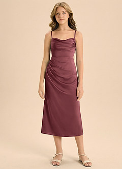 Azazie Mai Junior Klä av Tubklänning i Stretch Satin Plisserad image3