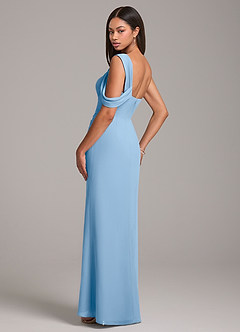 Azazie Wynter Vente finale Robe Fourreau en Mousseline de soie Une épaule Dusty Blue image5
