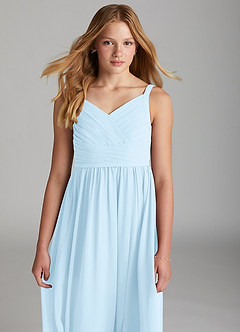 Azazie Chanel Junior Sky Blue A-Line Sweetheart Neckline Chiffon Dress image6