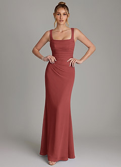 Azazie Agustina Bridesmaid Dresses Terracotta Mermaid Corset Chiffon Dress image3