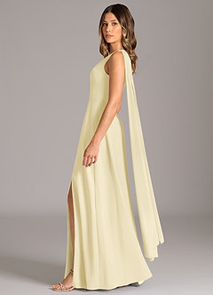 Azazie Tella Bridesmaid Dresses Lemon Sorbet A-Line One Shoulder Chiffon Dress image4