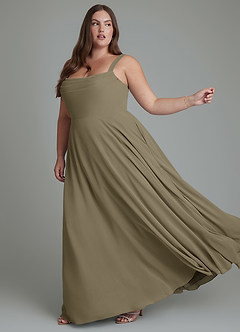 Azazie Shaude Brautjungfernkleider A-Linie Plissee Chiffon Kleid Weidengrün image10