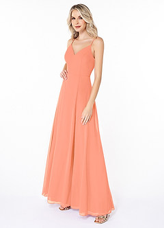 Azazie Lena Bridesmaid Dresses Sunset A-Line Lace Chiffon Dress image3
