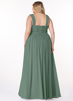 Azazie Zapheira Bridesmaid Dresses Eucalyptus A-Line Ruched Chiffon Dress image8