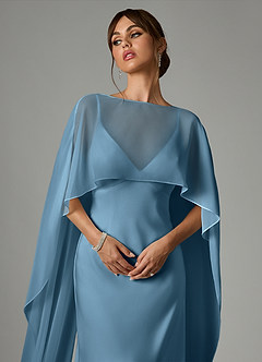 Azazie Stefania Robes de demoiselle d'honneur Robe Trapèze en Satin extensible Acier Bleuté image5