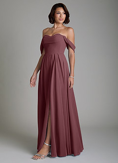 Azazie Loisa Bridesmaid Dresses Sangria A-Line Corset Chiffon Convertible Dress image7