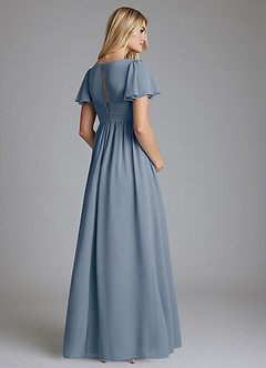 Azazie Verna Maternity Bridesmaid Dresses A-Line V-Neck Ruched Chiffon Floor-Length Dress image2