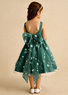 Azazie Bean Flower Girl Dresses Emerald Ball-Gown Sleeveless Tulle Dress image2