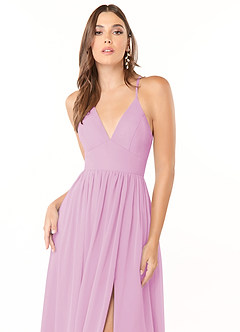 Azazie Aaida Bridesmaid Dresses Candy Pink A-Line Corset Chiffon Dress image6