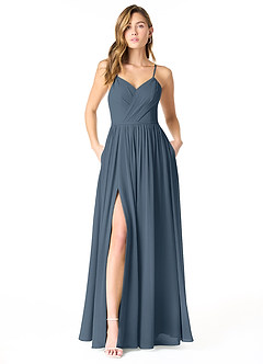 Azazie Cora Bridesmaid Dresses Neptune A-Line Pleated Chiffon Dress image1