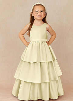 Azazie Margie Abiti da Ragazza di Fiori Abito A-Line in Raso Elasticizzato Fiocco Sorbetto Al Limone image2