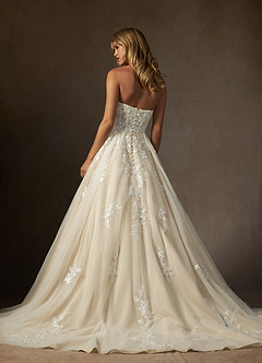 Azazie Keri Vestidos de novia Vestido de Blanco Diamante Champán de Encaje de Corte Princesa con Sin tirantes image2