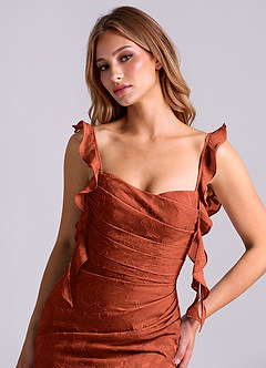 Azazie Jessamine Final Sale Auburn Mermaid Corset Floral Burnout Dress image7