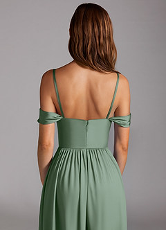 Azazie Calianna Bridesmaid Dresses Matcha A-Line Off the Shoulder Stretch Satin Convertible Dress image5