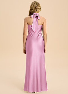 Azazie Chickie Junior Candy Pink Sheath Pleated Stretch Satin Dress image2