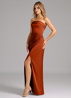 Azazie Aretha Bridesmaid Dresses Paprika A-Line Strapless Stretch Satin Convertible Dress image3