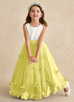 Azazie Vi Flower Girl Dresses Canary A-Line Sleeveless Tulle Dress image6