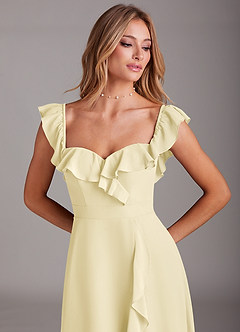 Azazie Lyra Bridesmaid Dresses Lemon Sorbet A-Line Chiffon Convertible Dress image10