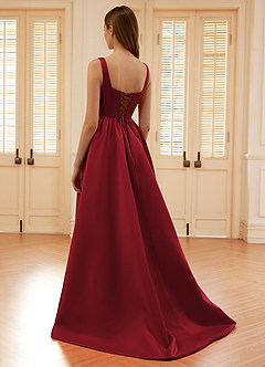 Blakellya Burgundy A-line Boned Corset Prom Dress image7