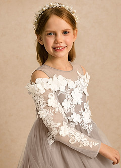 Azazie Lilah Flower Girl Klänningar Klänning A-linje i Tyll Spets image6