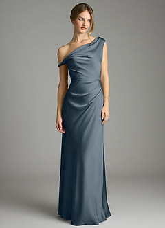 Azazie Emerson Robes de demoiselle d'honneur Robe Sirène en Satin extensible Épaules dénudées Violet Crépusculaire image4
