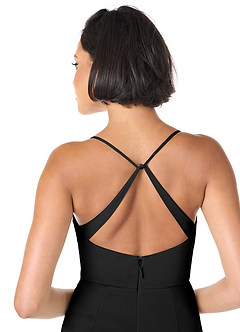 Azazie Ashana Robes de demoiselle d'honneur Robe Fourreau en Maille Dentelle en forme de cœur Noir image5