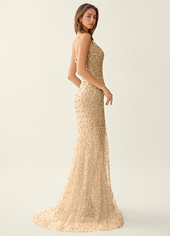 Cerys Champagner Perlen- und Strassbesetztes Ballkleid image2