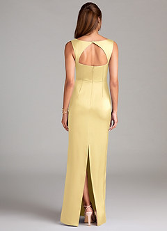 Azazie Flori Bridesmaid Dresses Butter Sheath Side Slit Stretch Satin Dress image2