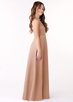 Azazie Laurel Junior Champagne Rose A-Line Matte Satin Dress image2