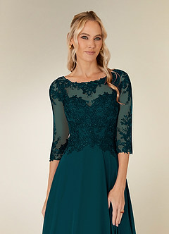 Azazie Monza Mother of the Bride Dresses Pine A-Line Lace Chiffon Dress image5
