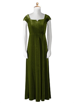 Azazie Gabi Junior Olive A-Line Velvet Dress image8