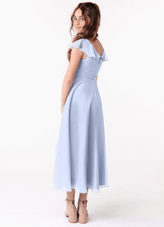Azazie Posie Junior Ice A-Line Ruched Chiffon Dress image3