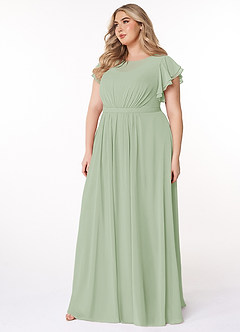 Azazie Daphne Vestidos modestos de dama de honra Vestir Linha A Ruched Comprimento do chão Chiffon image8
