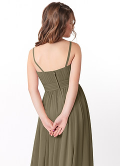 Azazie Astrid Junior Willow Green A-Line Floral Chiffon Dress image4