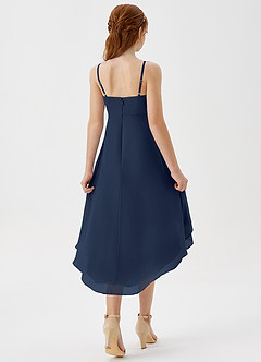 Azazie Mariam Junior Dark Navy A-Line Pleated Chiffon Dress image6