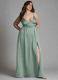 Azazie Aaida Kleider zum Anprobieren zu Hause A-Linie Korsett Stretch-Satin Kleid Smaragd image10