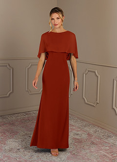 Azazie Dion Mother of the Bride Dresses Rust Sheath Scoop Stretch Crepe Dress image3