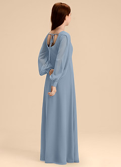 Azazie Bondi Junior Dusty Blue A-Line Blouson Chiffon Dress image6
